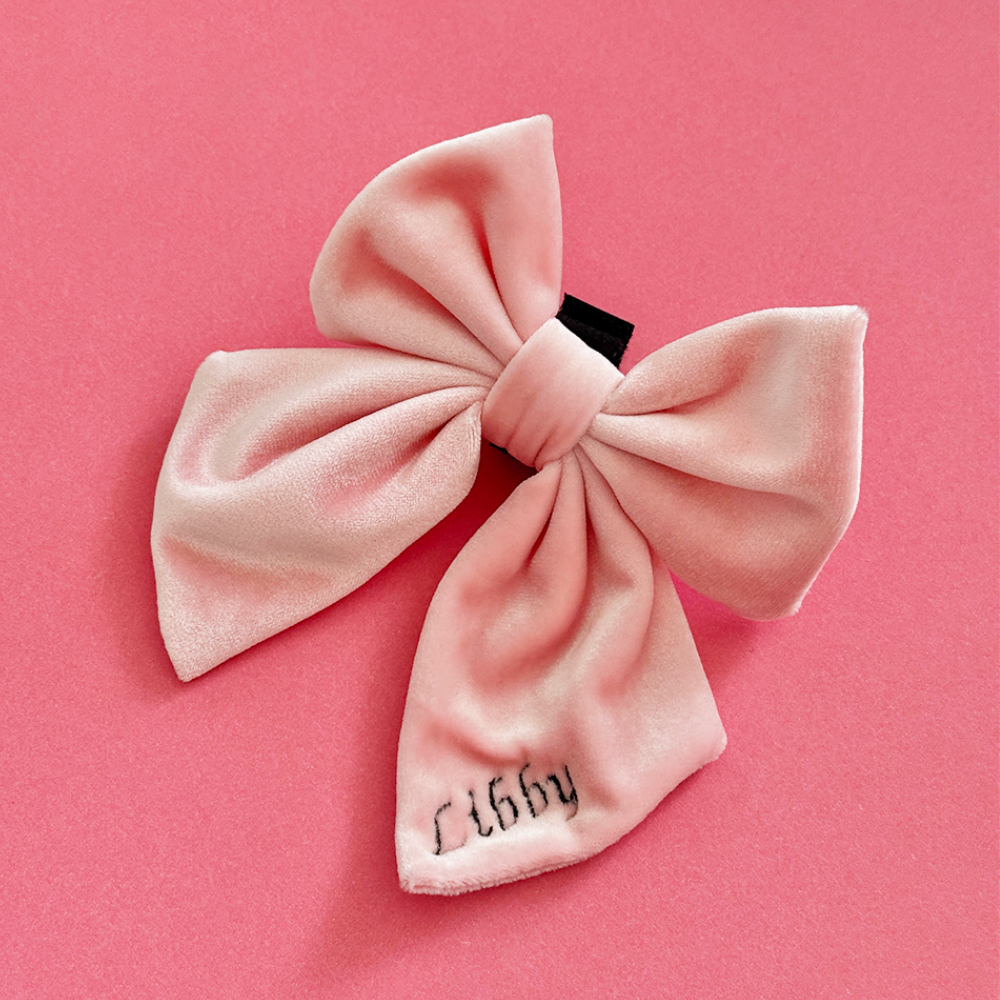 PERSONALISED Velvet Sailor Bow Tie - Baby Pink