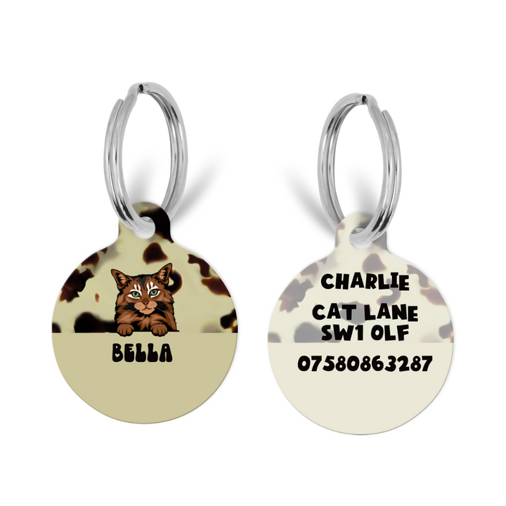 Personalised Cat Cartoon ID Tag - Ivory Tort