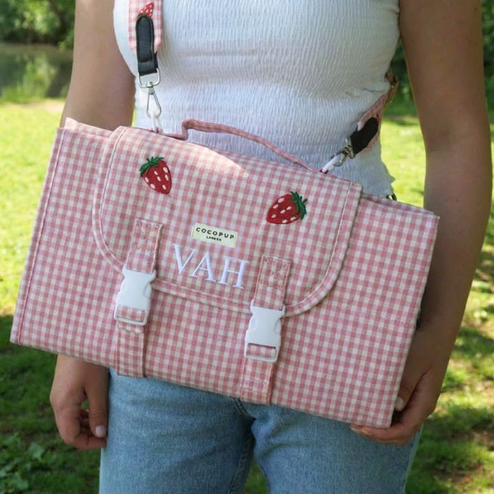 PERSONALISED Travel Mat - Strawberry Picnic Pup