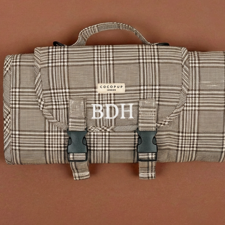 PERSONALISED Travel Mat - Pup Plaid