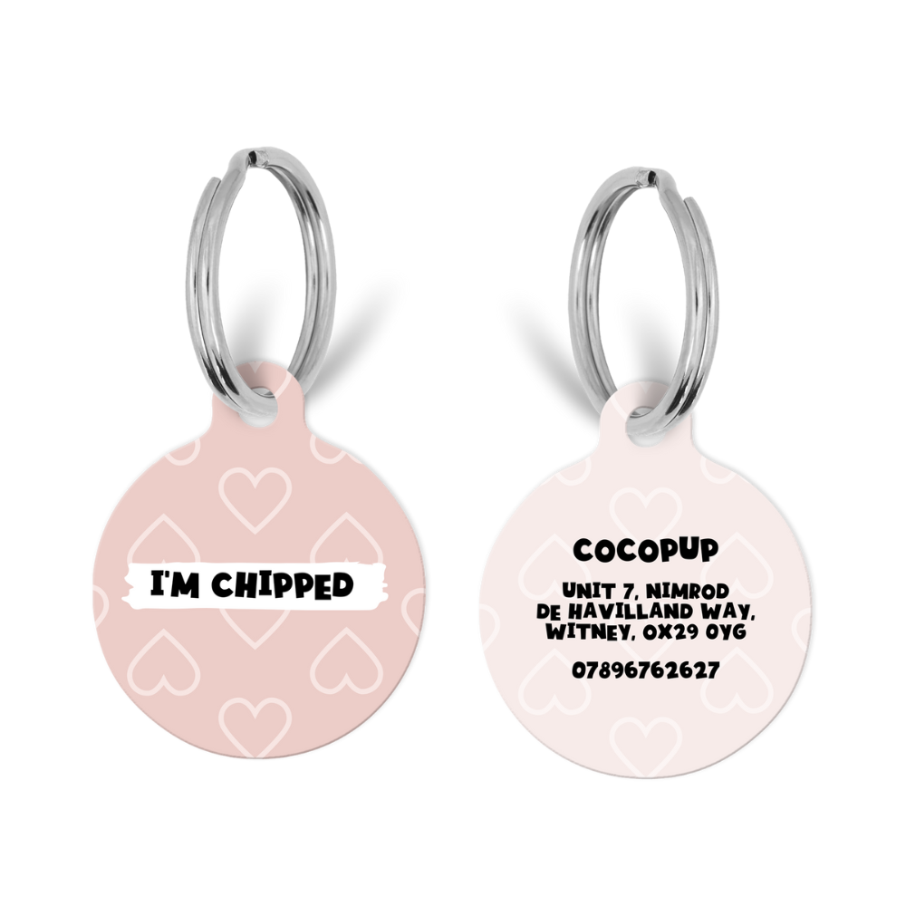 Personalised 'I'm Chipped' ID Tag - Pink Heart