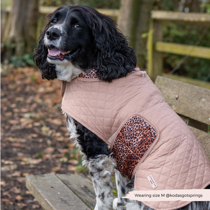 LUXE Quilted Dog Coat - Leopard Pup