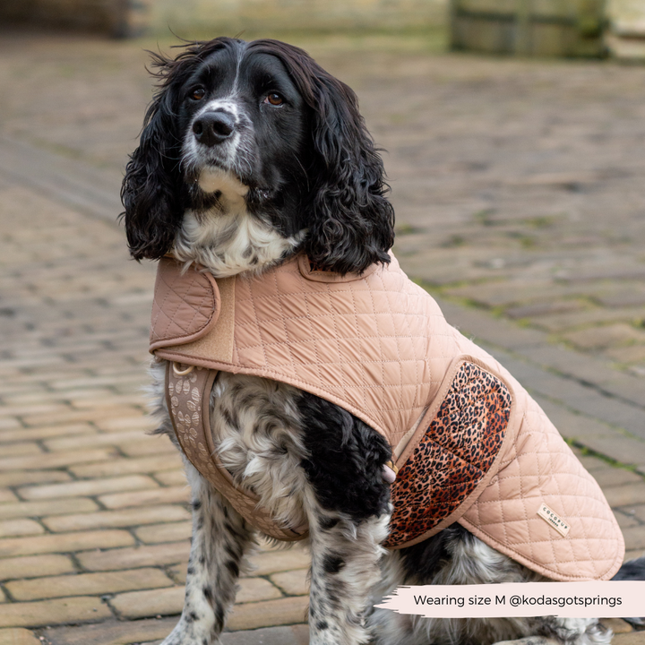 LUXE Quilted Dog Coat - Leopard Pup