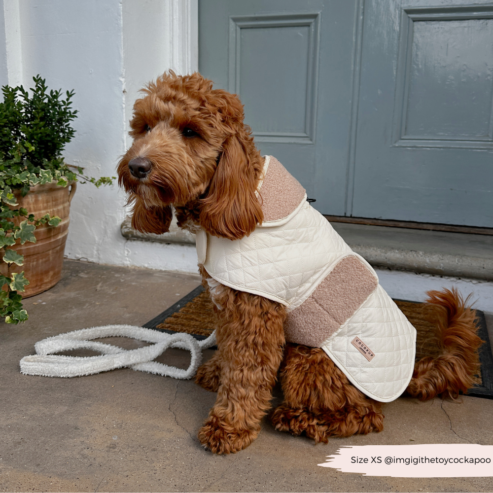 LUXE Quilted Dog Coat - Creamy Chai