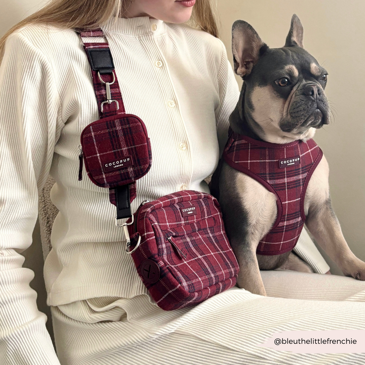 Mulberry Plaid Dog Walking Bag Bundle - Mulberry Plaid