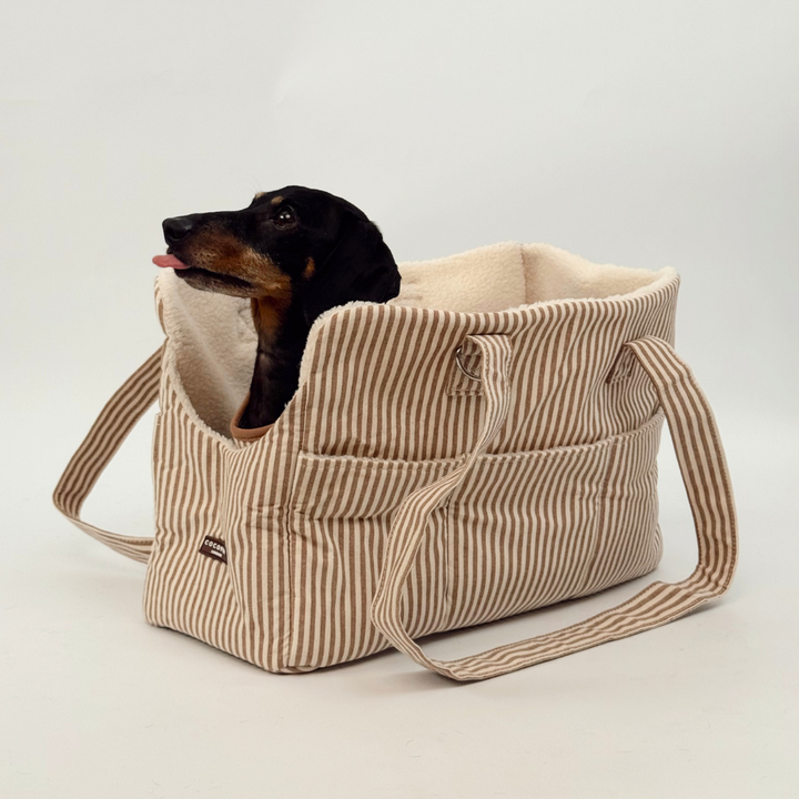 Dog Carrier - London Linen Stripes