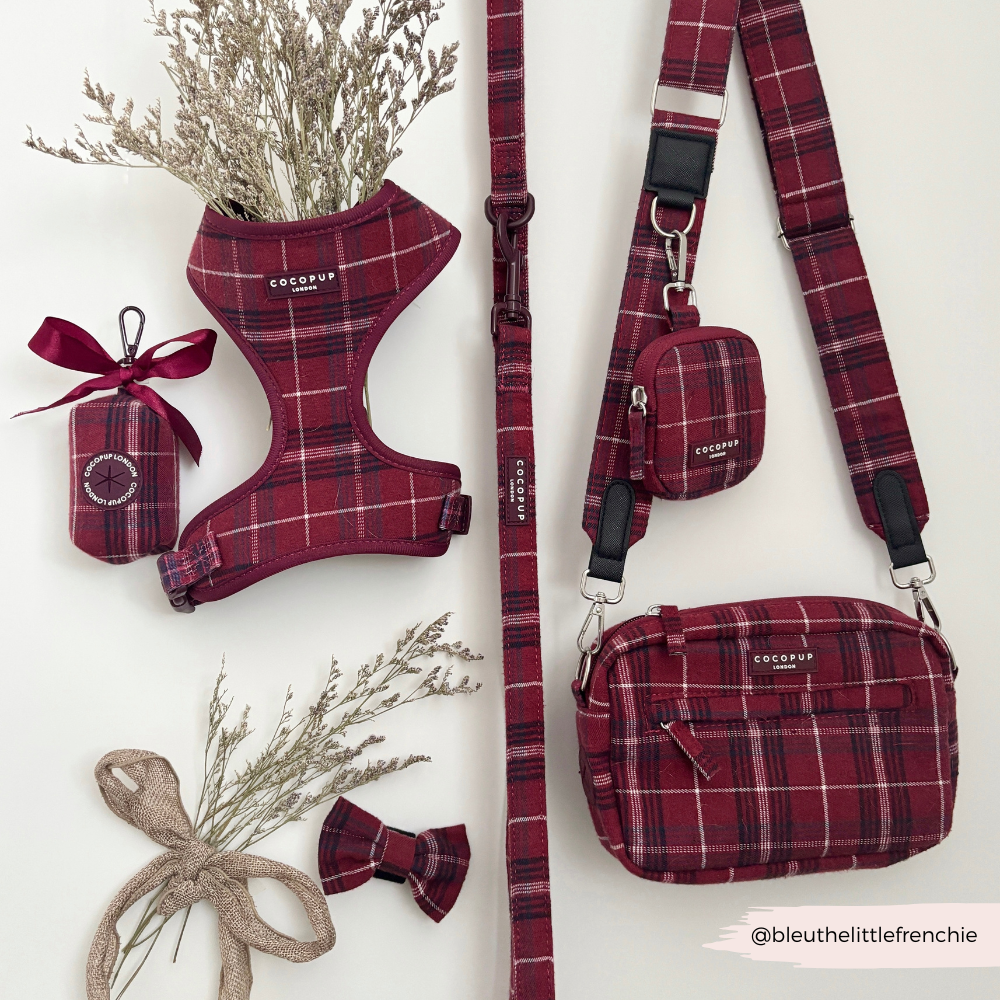 Mulberry Plaid Dog Walking Bag Bundle - Mulberry Plaid