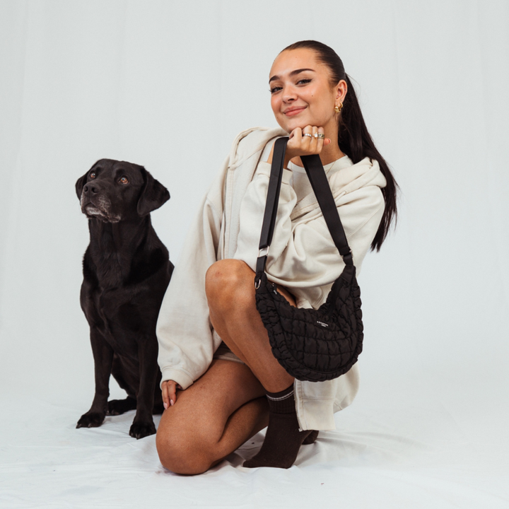 Crossbody Crescent Dog Walking Bag - Onyx