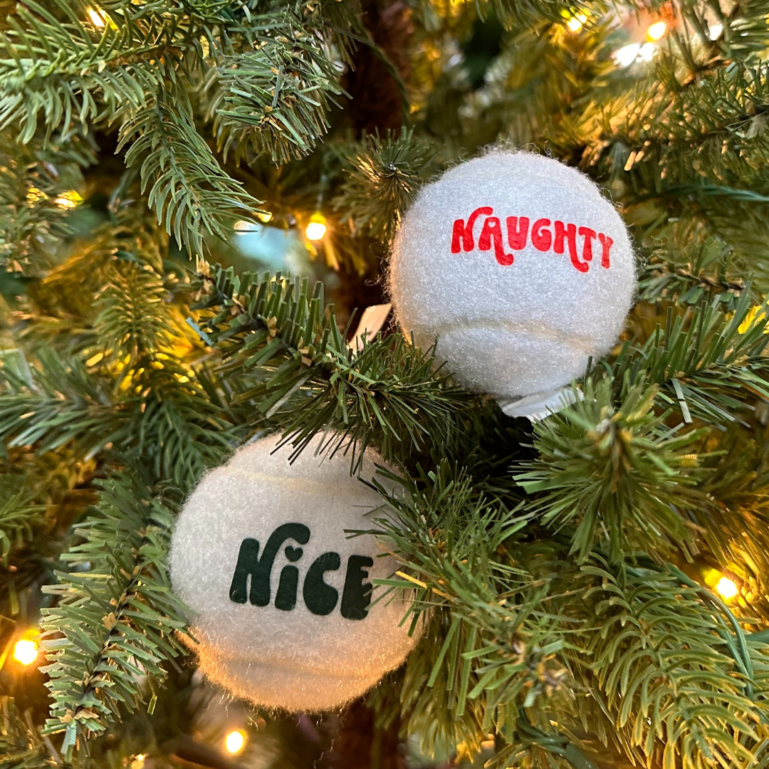 Christmas Tennis Ball Bundle - Red & Green, Naughty and Nice