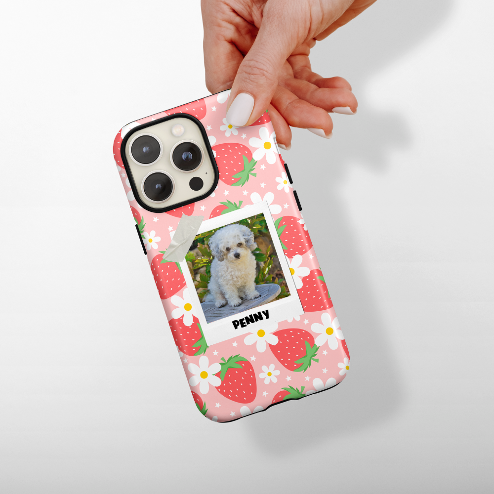 Patterned Personalised Polaroid Dog Phone Case - Upload Your Photo