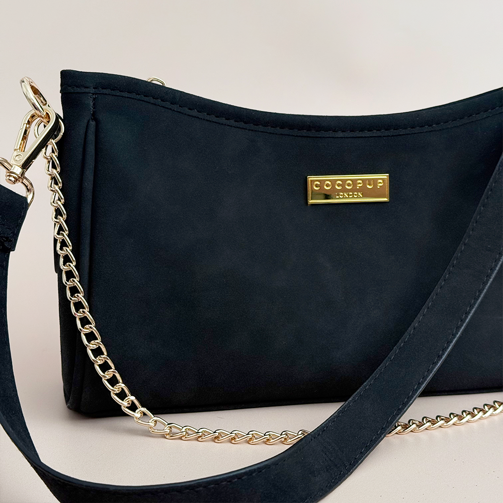 Dog Walking Bag - Black Suedette