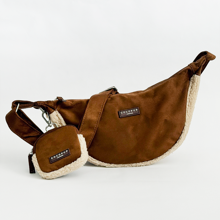 Crossbody Crescent Dog Walking Bag Bundle - Brown Aviator