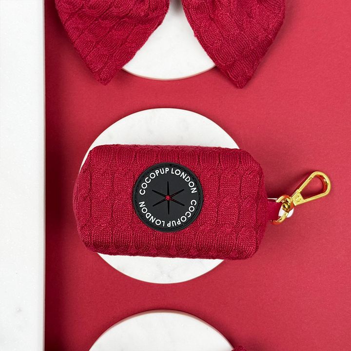 Cable Knit Poop Bag Holder - Mulled Wine