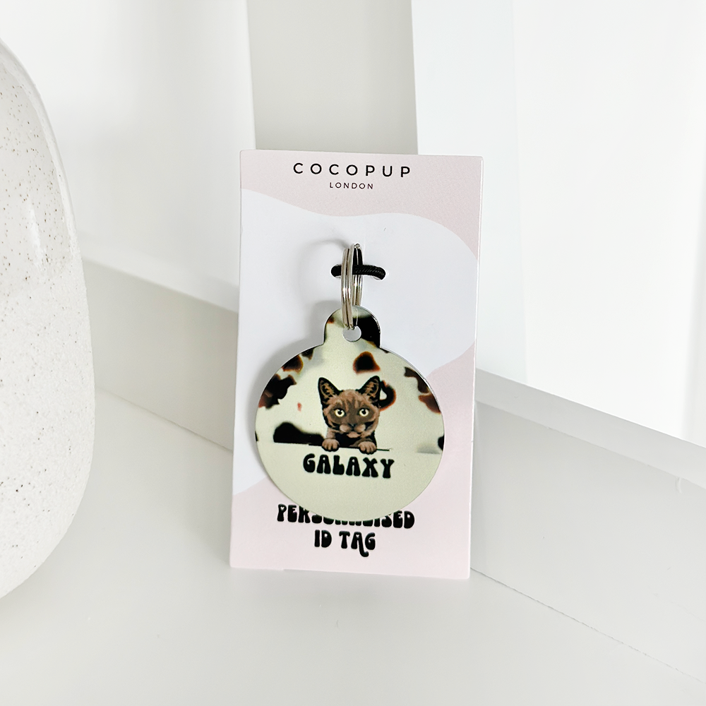 Personalised Cat Cartoon ID Tag - Ivory Tort