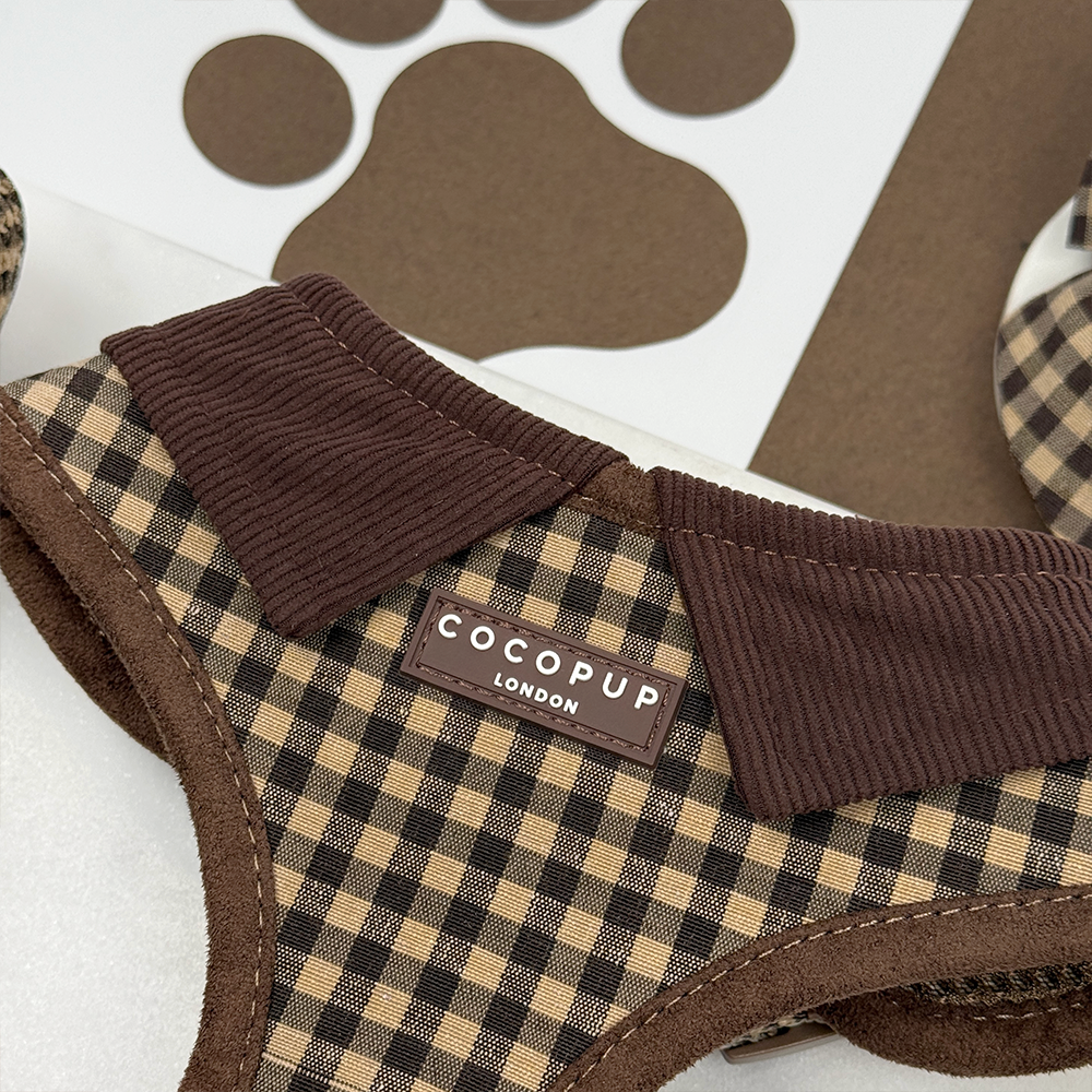 Cotswold Check Adjustable Neck Harness, Lead & Collar Bundle