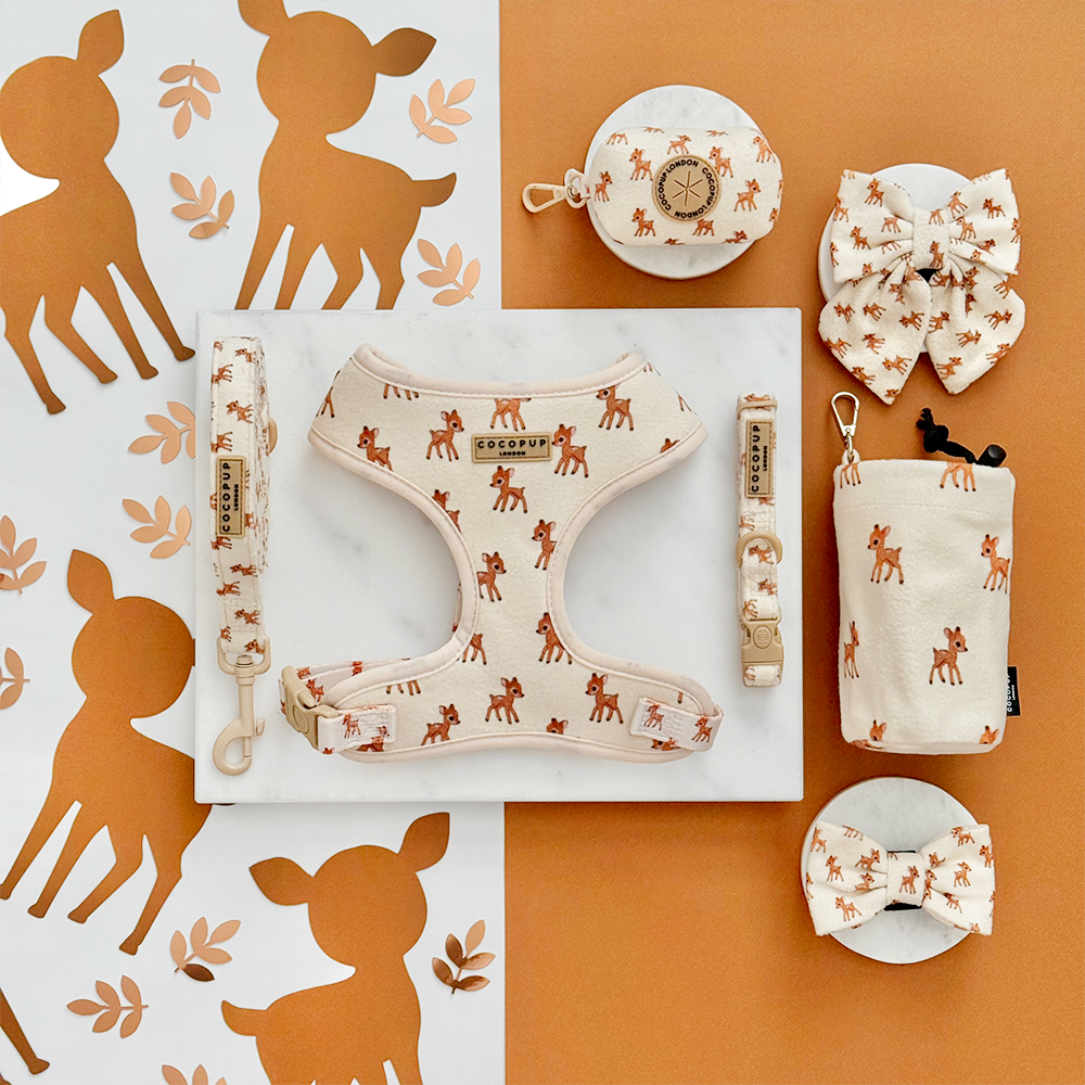 Fleecy Fawn Adjustable Neck Harness, Lead & Collar Bundle