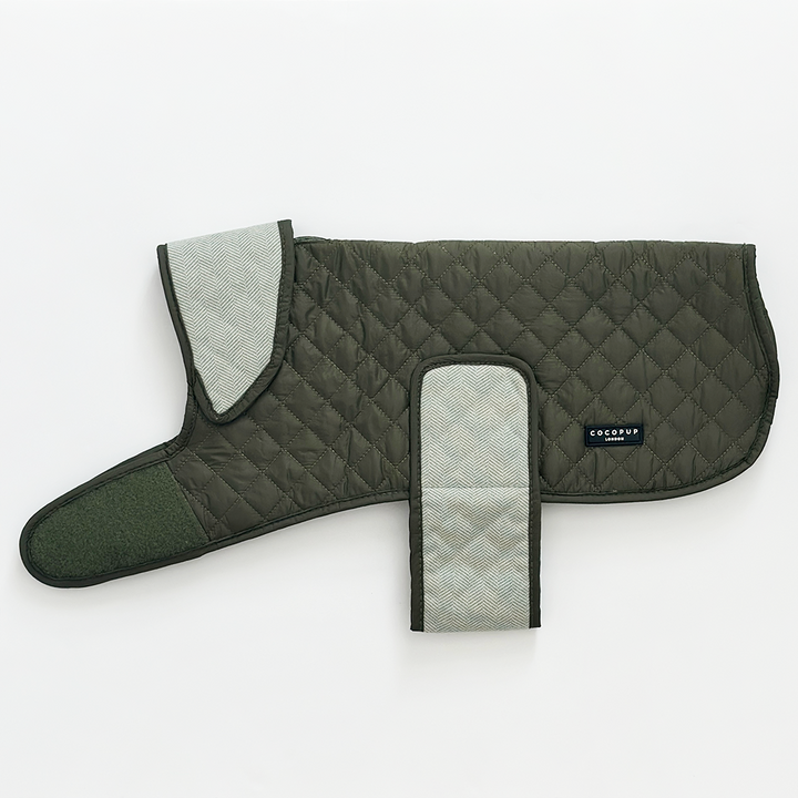 LUXE Quilted Dog Coat - Country Khaki