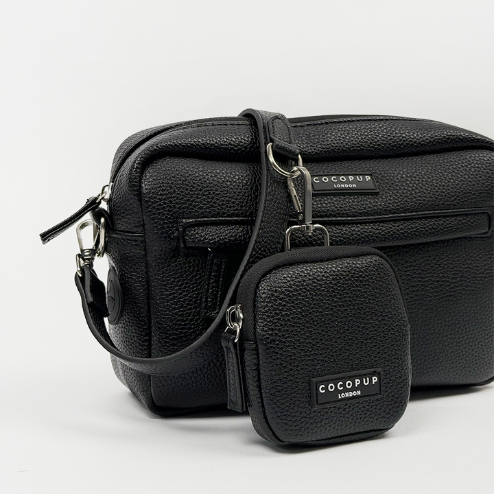 PU Leather Dog Walking Bag Bundle - Black