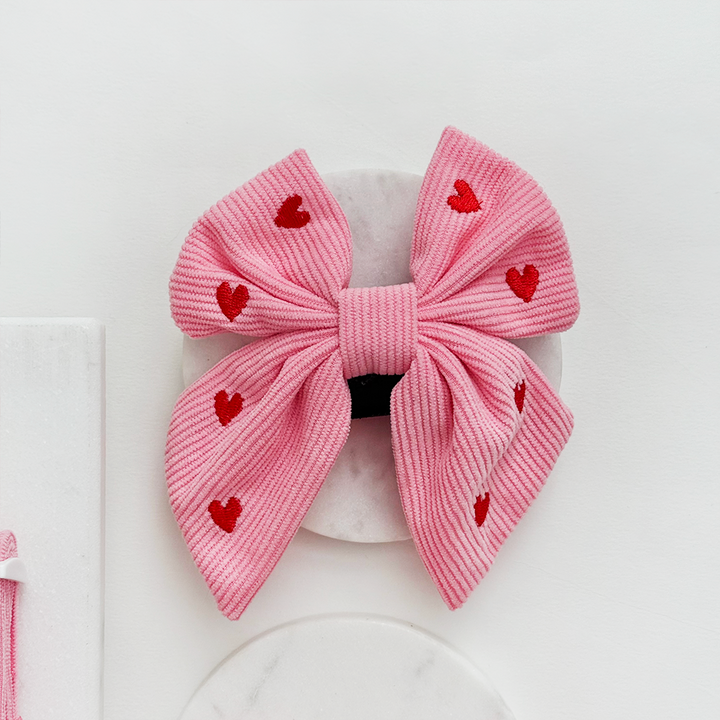 Pink Heartstrings Cord Sailor Bow Tie