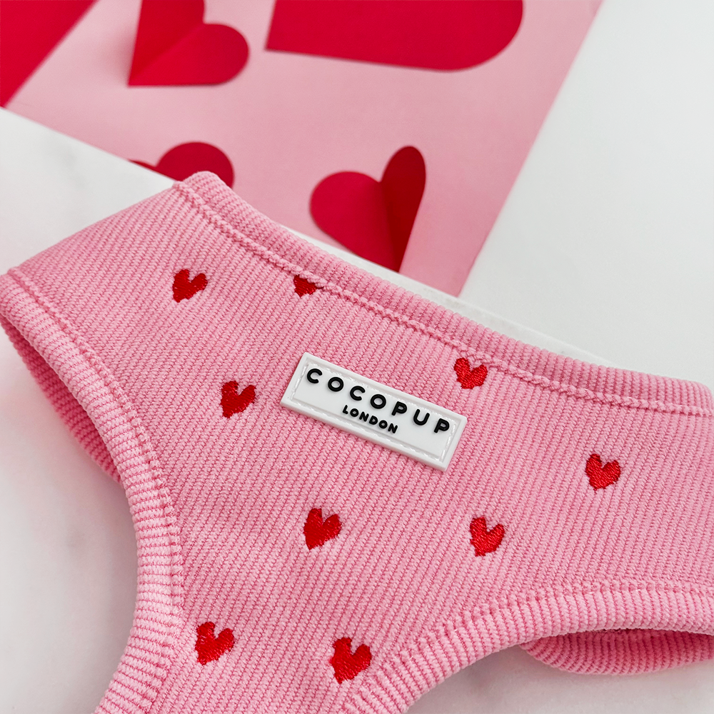 Pink Heartstrings Cord Adjustable Neck Harness, Lead & Collar Bundle