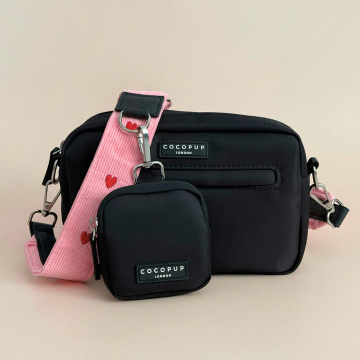 Dog Walking Black Bag Bundle - Pink Heartstrings Cord