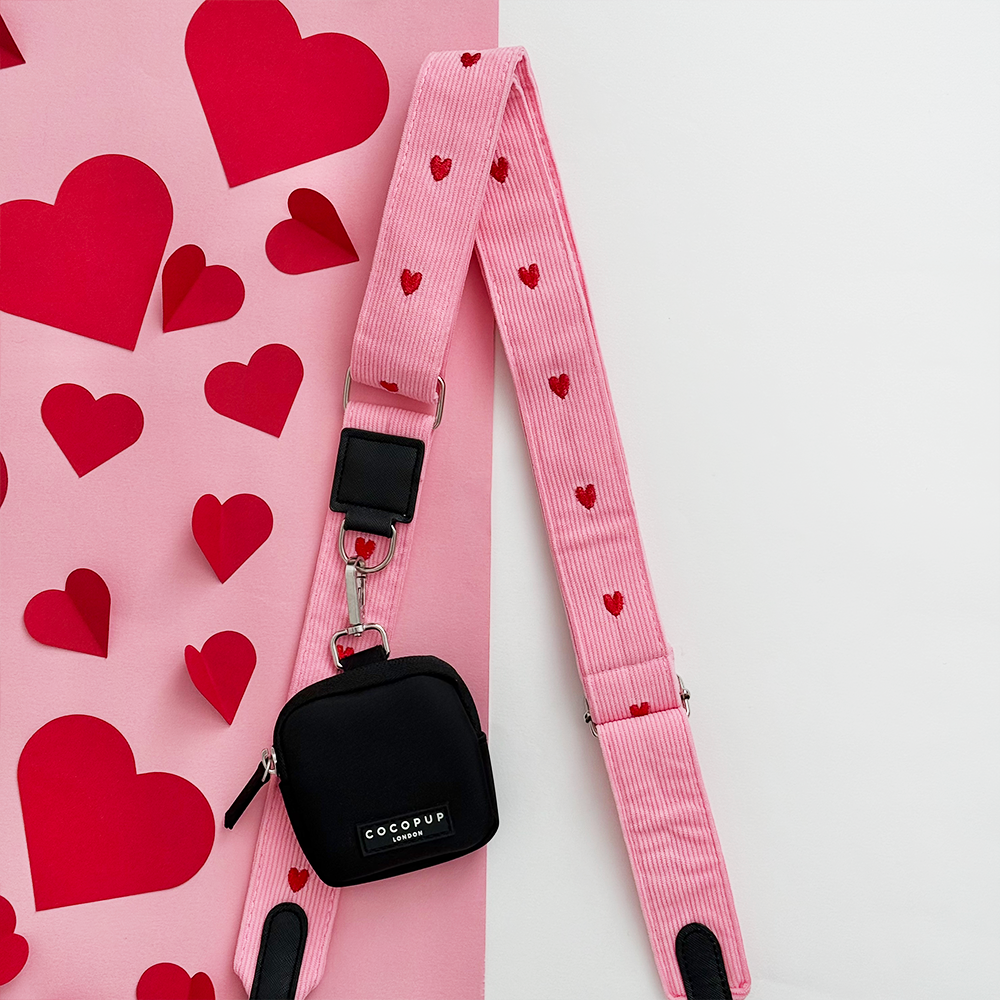 Dog Walking Black Bag Bundle - Pink Heartstrings Cord