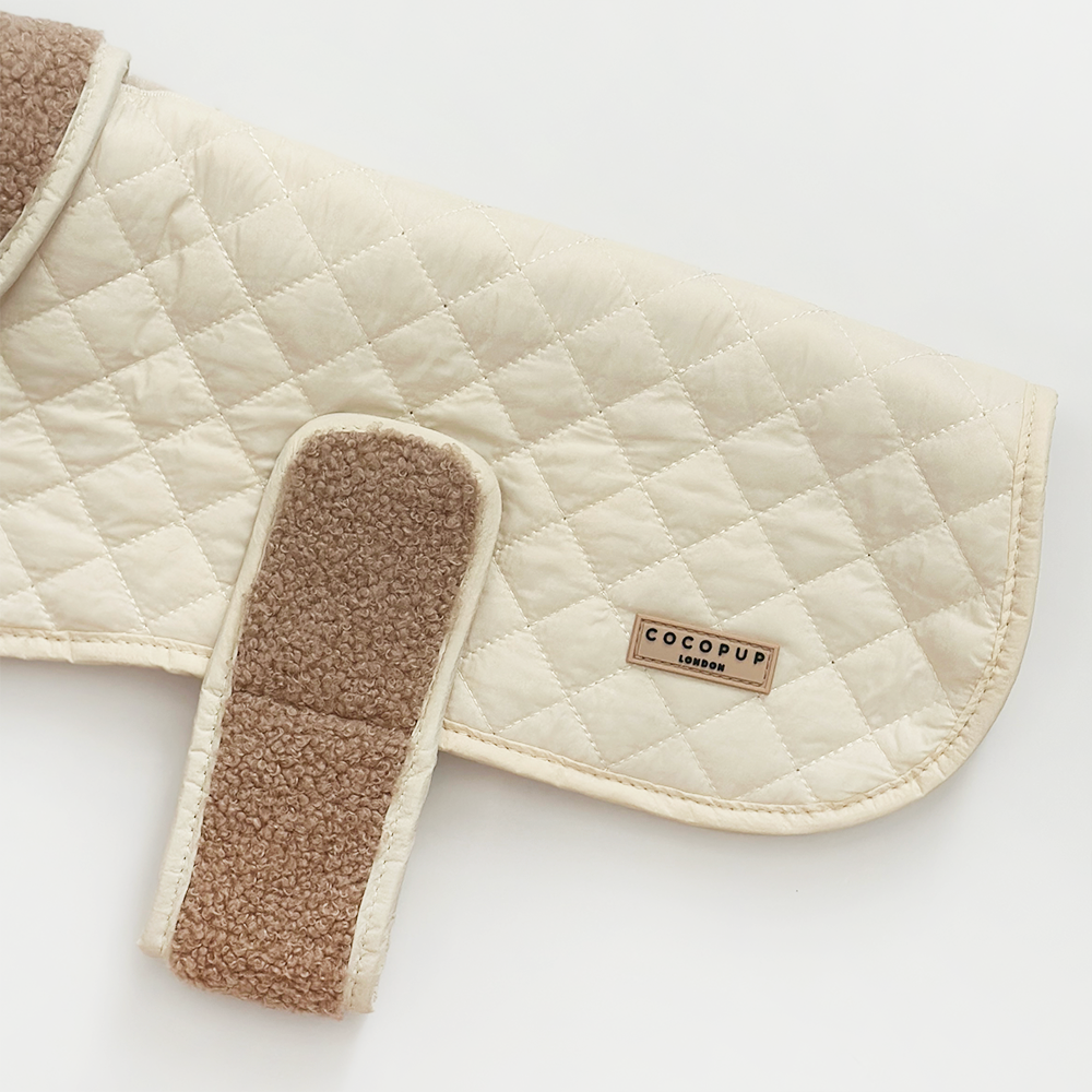 LUXE Quilted Dog Coat - Creamy Chai