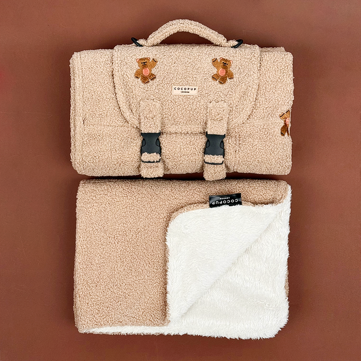 Travel Mat & Blanket Set - Theo Embroidered Teddy