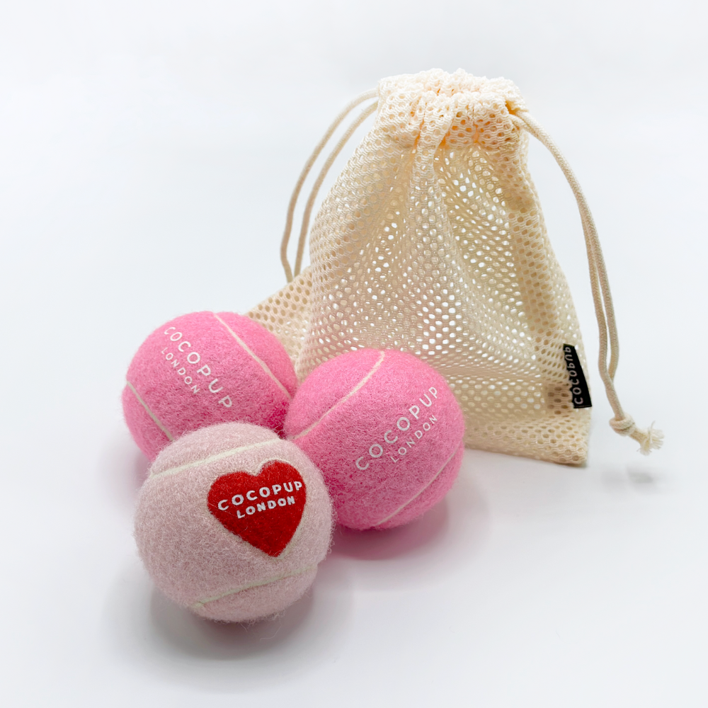 Tennis Ball Bundle - Pink & Red Heart, Playful Pink