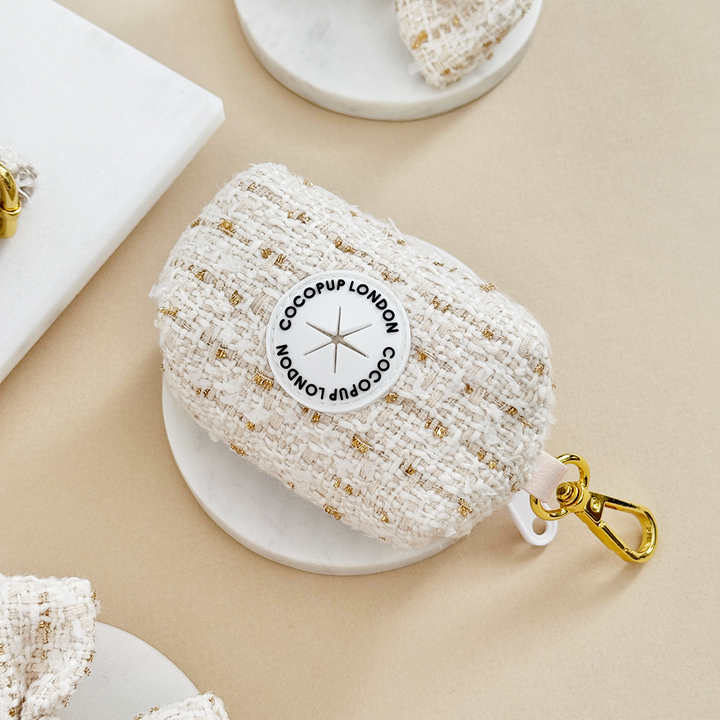 Vanilla Textured Tweed Poop Bag Holder