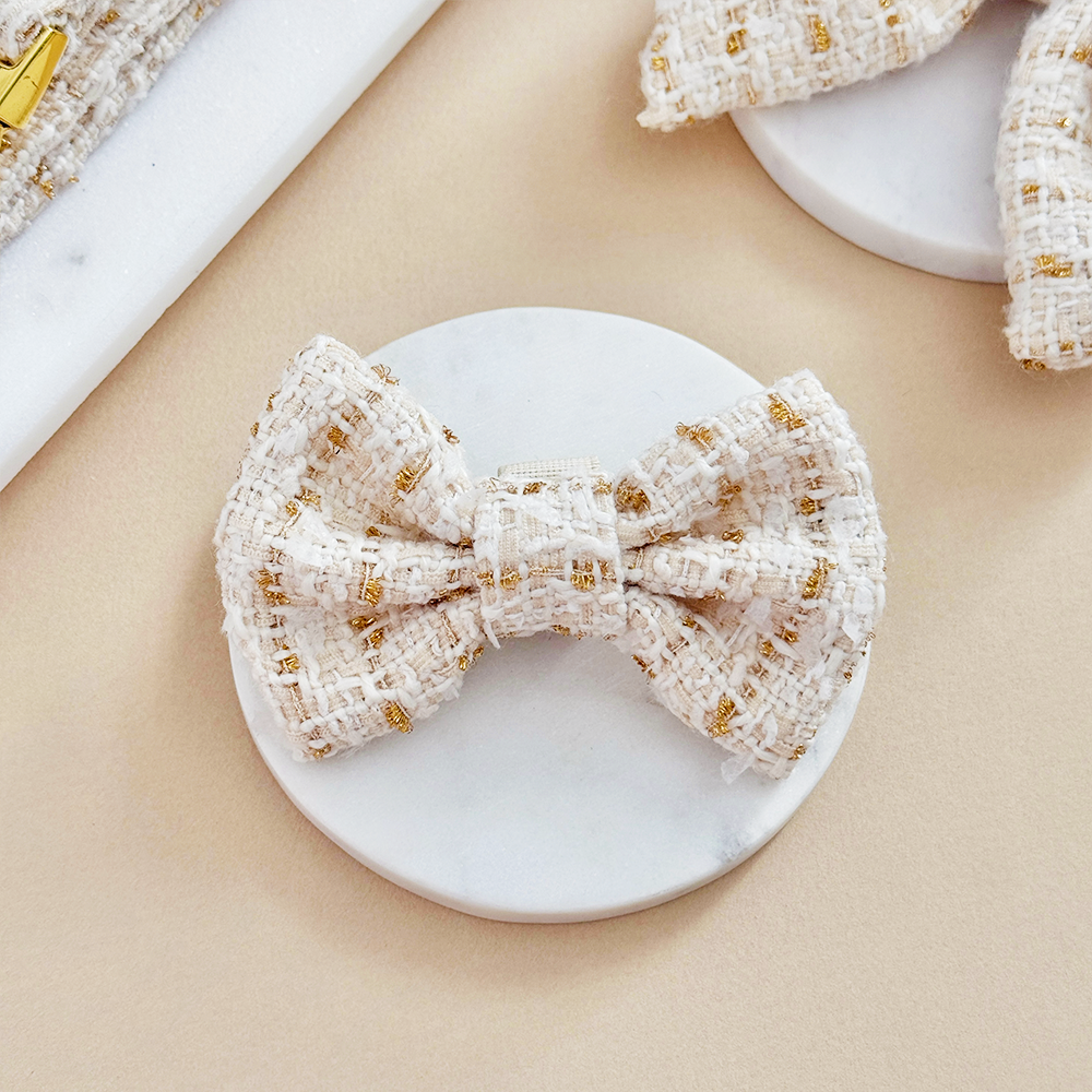 Vanilla Textured Tweed Bow Tie