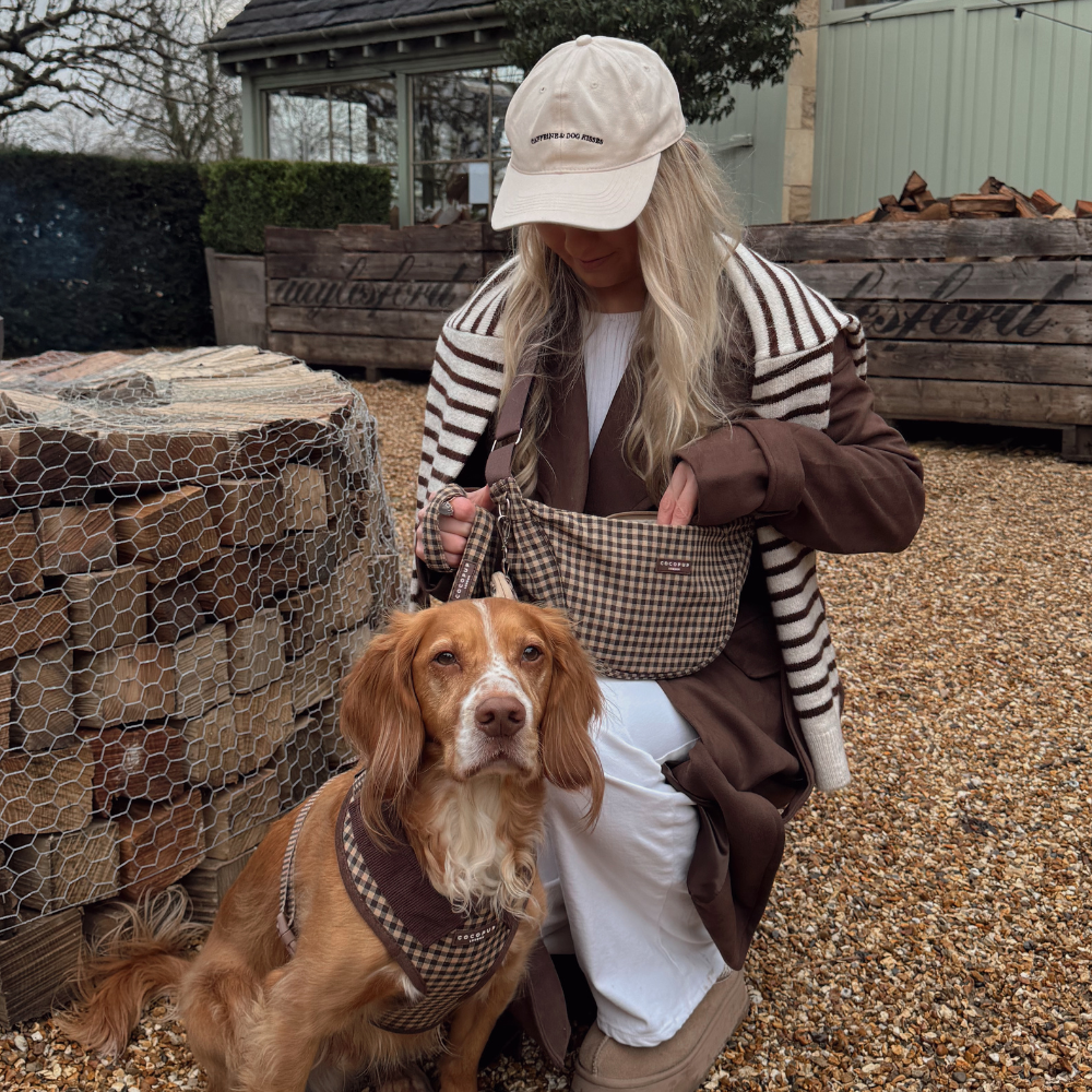 Crossbody Crescent Dog Walking Bag - Cotswold Check
