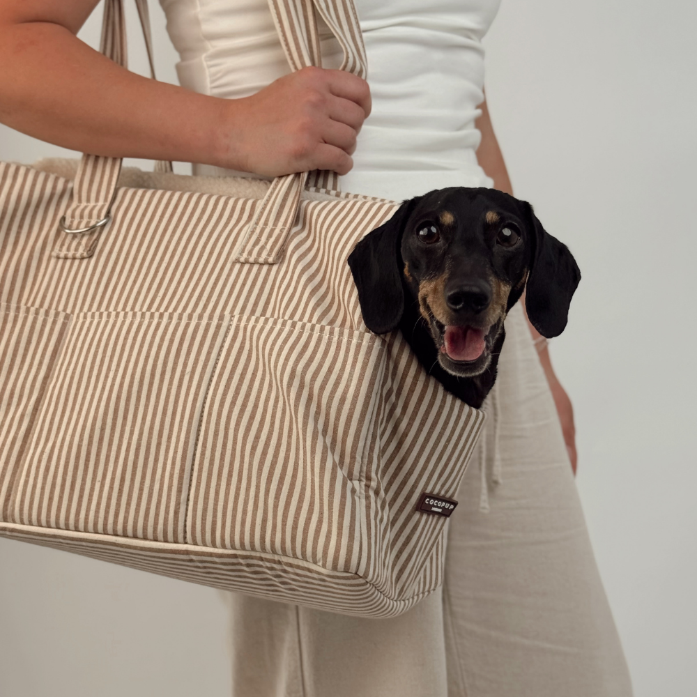 Dog Carrier - London Linen Stripes