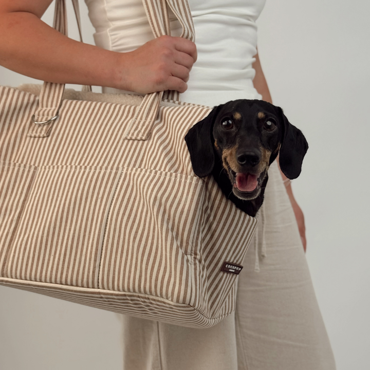 Dog Carrier - London Linen Stripes