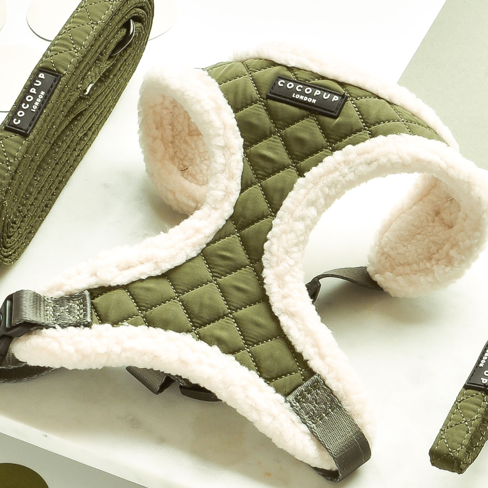 Khaki Quilted Adjustable Neck Harness