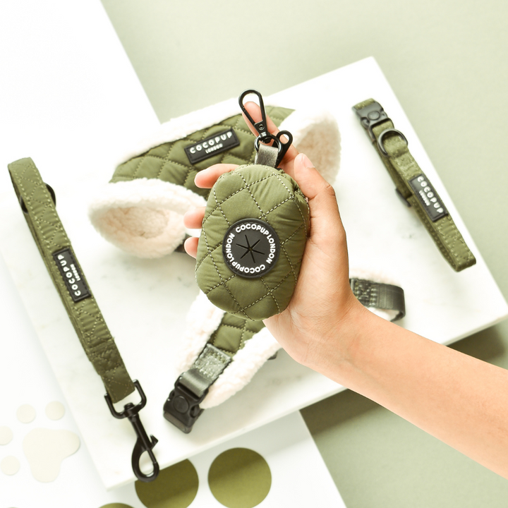 Khaki Quilted Poop Bag Holder