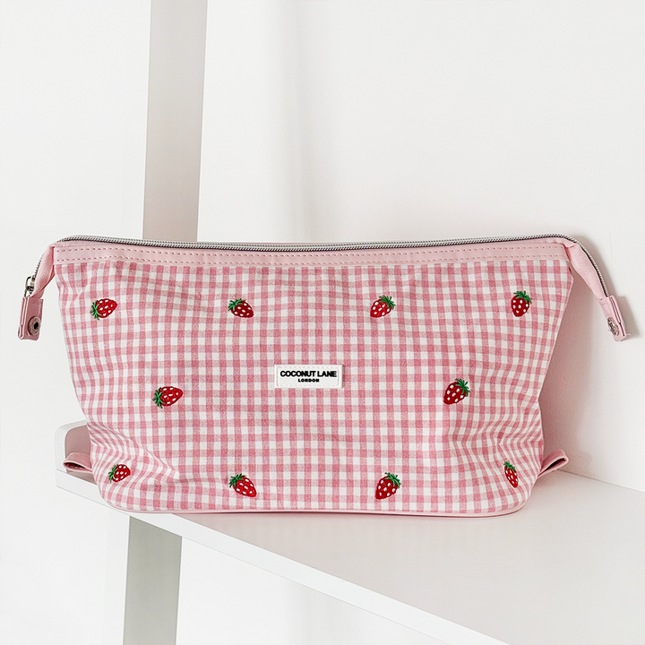 Strawberry Picnic Expandable Makeup Bag - By Coconut Lane