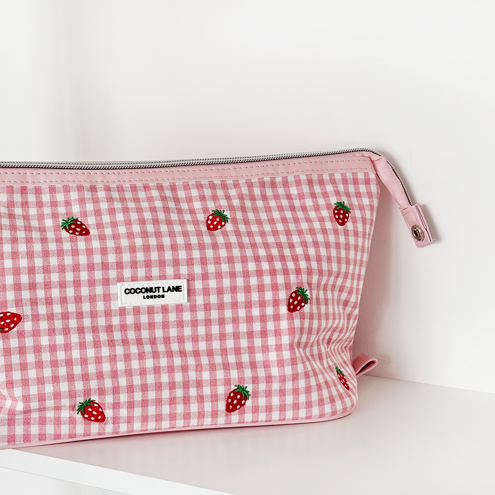 Strawberry Picnic Expandable Makeup Bag - By Coconut Lane