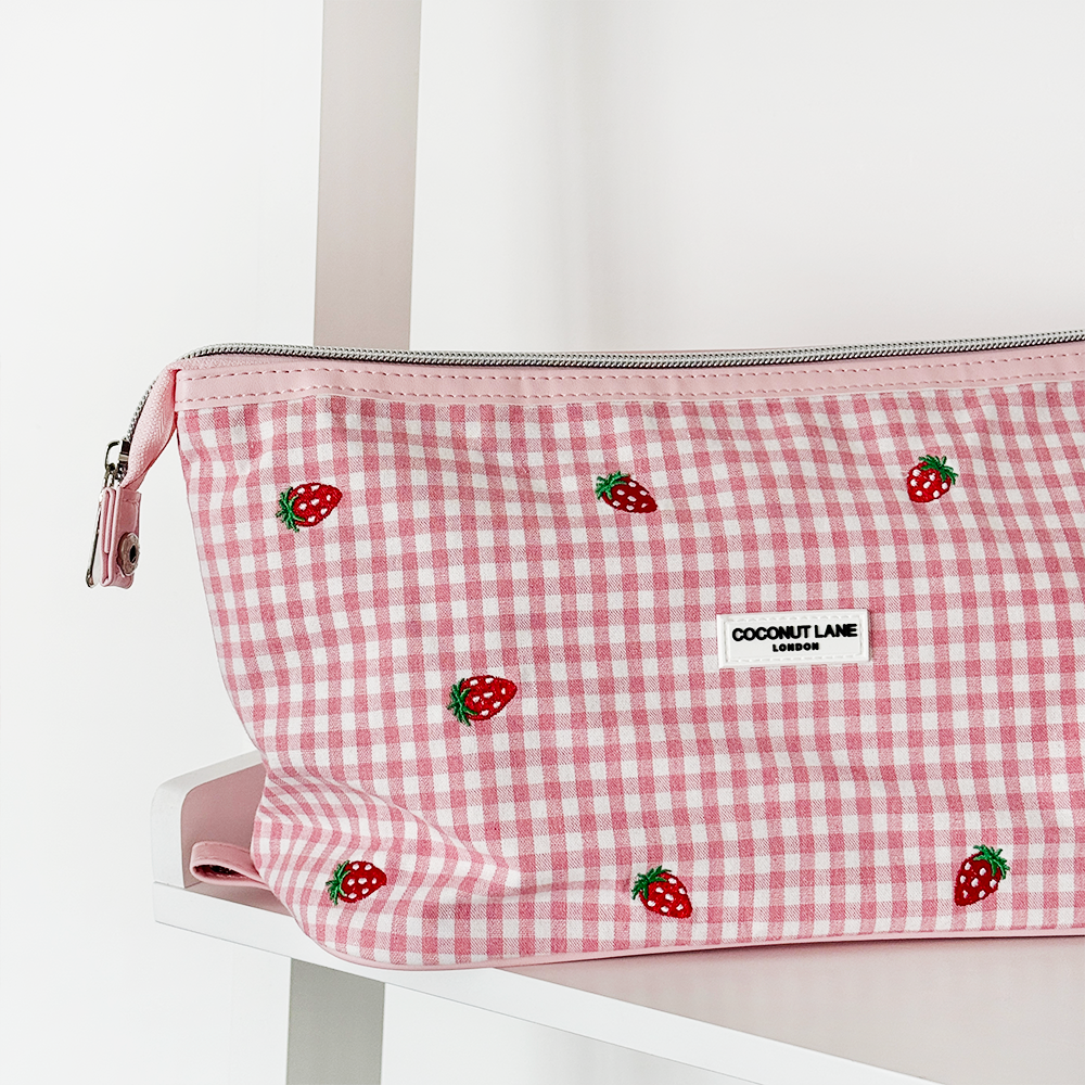 Strawberry Picnic Expandable Makeup Bag - By Coconut Lane