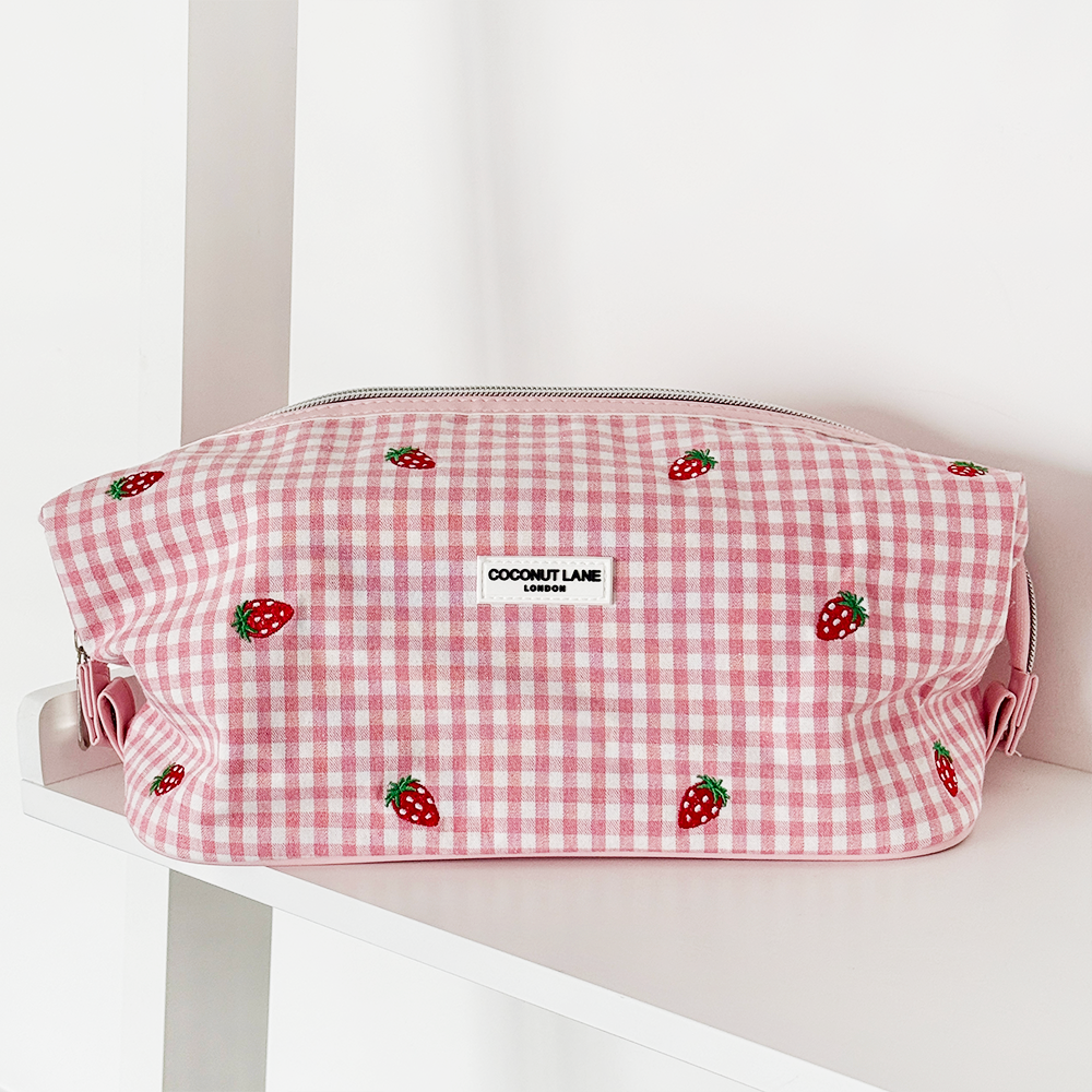 Strawberry Picnic Expandable Makeup Bag - By Coconut Lane