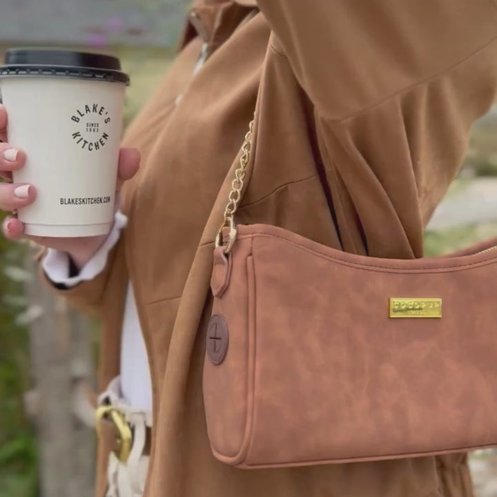 Dog Walking Bag - Tan Suedette