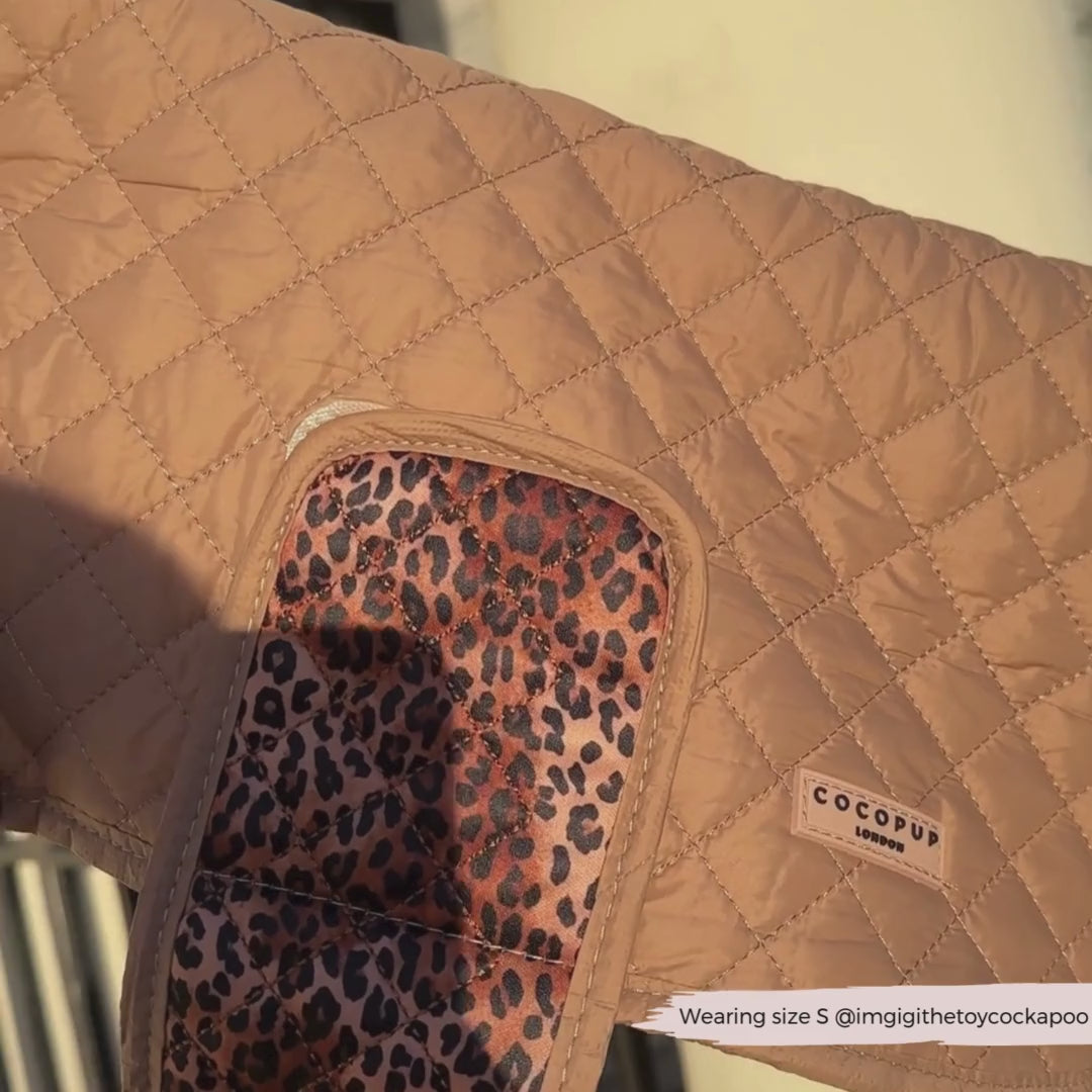 LUXE Quilted Dog Coat - Leopard Pup